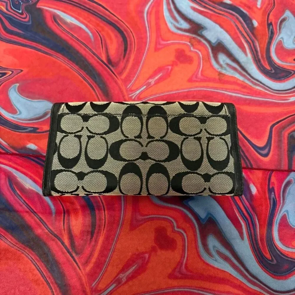 Vintage Y2K Coach Soho Signature Canvas Buckle Checkbook Wallet